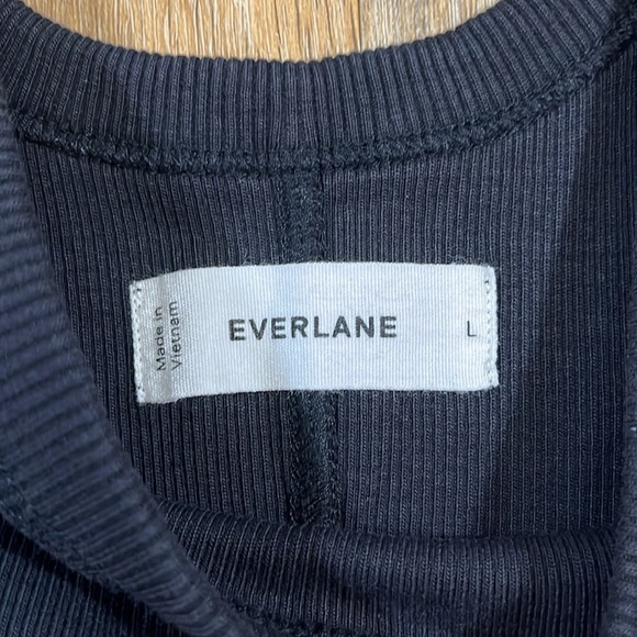 Everlane The Ribbed Tank Dress Black Women's Size Large Midi Organic Cotton EUC - Picture 6 of 12